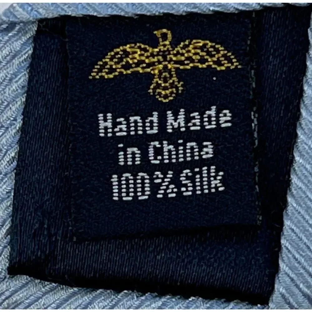 Eagle Shirtmakers Light Blue Ribbed Silk Tie Solid Classic USA Designer 58”